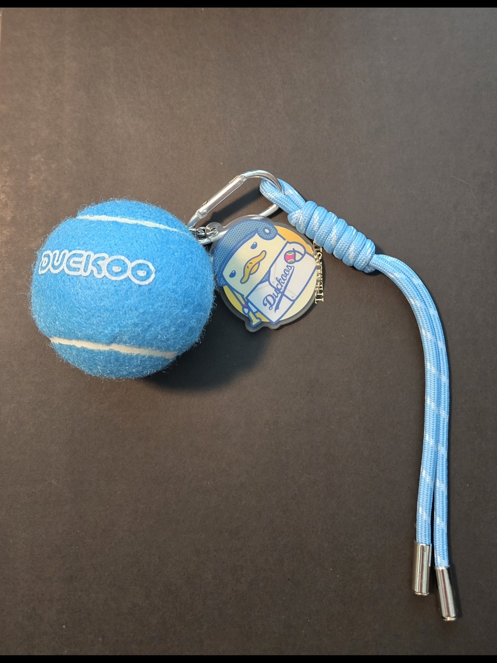 DUCKOO Blue Tennis Ball Keychain with Carabiner